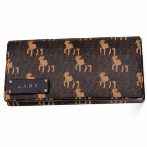 L.A.M.B. Logo Print Continental Wallet Brown Tan